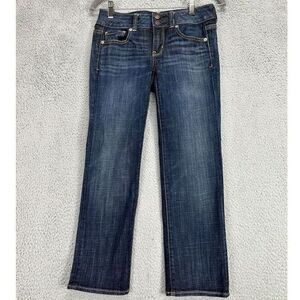 American Eagle Jeans Womens 0 Regular Blue Distressed Cropped‎ Stretch Ladies